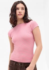 Футболка с принтом STRIPED BACKLESS TEE BDG Urban Outfitters, розовый