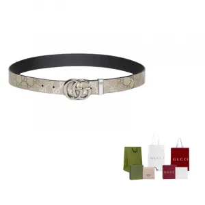 Монограмма Пояс с покрытием женский светло-бежевый/металлическое серебро ширина 3см GUCCI, светло- бежевый/ серебряный