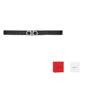 Ferragamo Кожаный ремень из коровьей кожи мужской шириной 3,5 см, Black