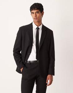 Узкий пиджак из шерстяной смеси черного цвета Asos Design