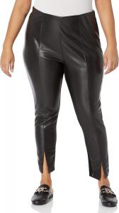 Женские повседневные брюки Calvin Klein из искусственной кожи прямого кроя с плоским передом, Black