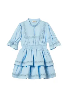 Платье из поплина с кружевной отделкой Twinset Kids, синий