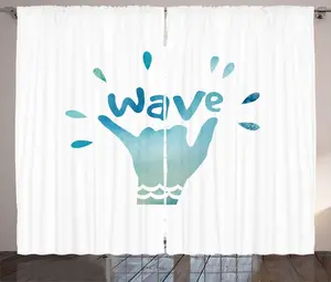 Шторы ABAKUHAUS Proverb Rustic, Wave Logo, дизайн HGesture, универсальные ленточные шторы для гостиной с петлями и крючками, 280 x 225 см, нежно-голубой, темно-бирюзовый Abakuhaus