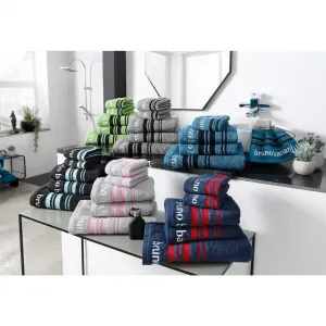Набор полотенец Daniel, 1 полотенце для душа 70x140, 2 полотенца 50x100, 2 гостевых полотенца 30x50 Набор из 5 шт. махровые с полосатой каймой и фирменным логотипом, 100% хлопок Bruno Banani, Petrol