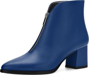 Женские ботильоны, однотонные ботильоны на молнии, с заостренным носком и средним каблуком. RLYGHWAO, Royal Blue Matte