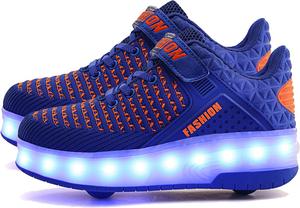 Детские роликовые кроссовки Aikuass с USB-подзарядкой и светящейся LED-подсветкой для мальчиков и девочек, синий