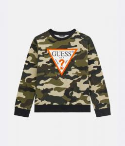 Толстовка детская Guess с камуфляжным принтом, зеленый