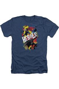 Футболка/футболка для взрослых «Бэтмен против Супермена» с двойным героем Heather Gildan, темно-синий