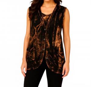 Angel Apparel Длинный жилет из отбеленного льна с застежкой на пуговицы сзади, черно-оранжевый
