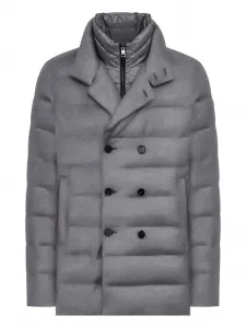 Серая двубортная пуховая куртка Duno, серый
