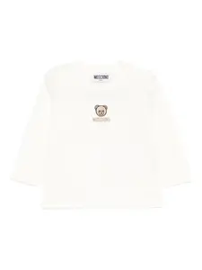 Футболка с длинными рукавами и вышивкой Moschino Kids, белый