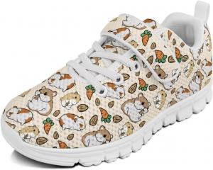 Кроссовки с животным принтом для мальчиков и девочек, обувь для ходьбы, модный дизайн, с одной пряжкой, теннисные кроссовки, дышащие, легкие, идеальные для детей Watdotory, Hamster Sunflower Seed Carrot