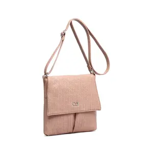 Сумка через плечо COLLEZIONE ALESSANDRO "Flechty", с множеством отделений, плетеного вида, розовый