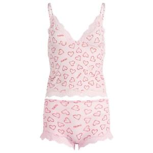 Комплект из кружевной майки и шортиков, подходящий всем Skims, Cb Candy Heart Print