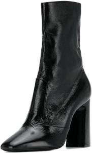 Женские ботильоны с квадратным носком, боковой молнией, классическим дизайном, эластичные, с массивным каблуком, высокой танкеткой, модные, повседневные, платьевые, размеры 4-16 США Wansseny, Black