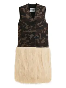 Куртка из искусственного меха с камуфляжным принтом Essentiel Antwerp, зеленый