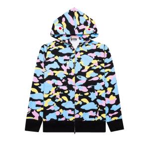 BAPE Multi Camo 2nd Shark толстовка на молнии с полной молнией, цвет черный