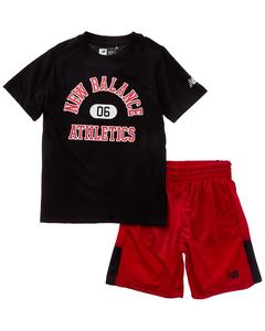 New Balance Комплект из футболки и шорт, черный