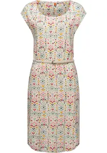 Платье-рубашка в стиле рэгвир "Lilithe Ikat", стильное женское летнее платье с поясом на талии Ragwear, бежевый