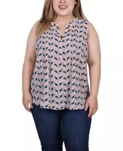 Блузка без рукавов с защипами больших размеров NY Collection, мультиколор