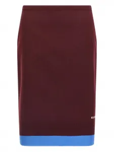 Юбка миди с вышитым логотипом и разрезом Miu Miu, красный