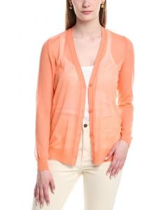 Lafayette 148 New York Кардиган из шерстяной смеси с V-образным вырезом и застежкой на пуговицы, оранжевый