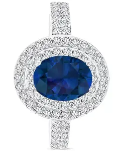 Кольцо с аметистом (1-1/20 карата tw) и выращенным в лаборатории белым сапфиром (3/4 карата tw) в форме овального гало из стерлингового серебра (также с другими камнями tw) Macy'S, sapphire