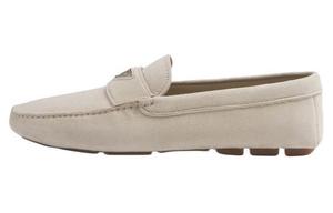 Замшевые лоферы с треугольным логотипом PRADA, Gray