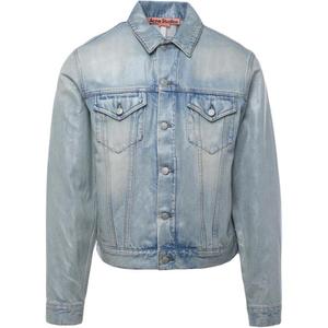 Приталенная джинсовая куртка с воротником и пуговицами Acne Studios, синий