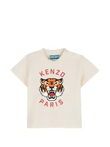 Футболка с графичным принтом Kenzo Kids, бежевый
