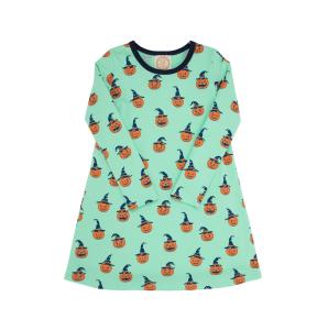 Длинное платье с рукавами Polly Play для девочек в дизайне Olde Jolly Jack O' Lantern и цвете Nantucket Navy The Beaufort Bonnet Company