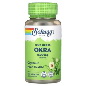 Добавка Solaray True Herbs Okra 1600 мг, 100 растительных капсул