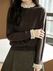 Вязаный топ с оборками и пуговицами для женщин Doux Belle, цвет Mocha