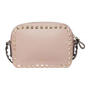 Кожаная плечевая сумка через плечо Valentino розовая женская