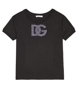 Футболка из хлопкового джерси с декором dg Dolce&Gabbana Kids, черный