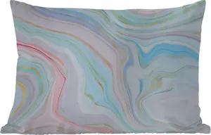 Подушка для улицы - Мрамор - Пастель - Узор - Абстрактный - 60 x 40 см - Устойчива к атмосферным воздействиям - Подушка для отдыха - Декоративная подушка - Подушка для дома MuchoWow