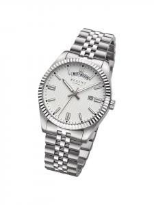 Аналоговые наручные часы Regent, металлический браслет, серебристый цвет, большой размер (примерно 40 мм)