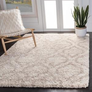 Ковер SAFAVIEH, 92 x 153 см, Hudson Shag Collection, Multi Ivory & Beige, дизайнерский, без линьки и простой в уходе, идеален для помещений с высокой проходимостью: прихожая, гостиная, спальня (SGH284E)