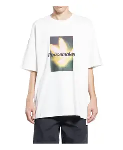 Хлопковая футболка с сезонным принтом в виде птиц Oamc, белый