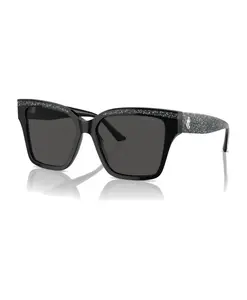 Стильные большие солнцезащитные очки с блестящими деталями Jimmy Choo, черный