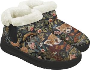 Женские зимние ботинки до щиколотки с искусственным мехом, теплые зимние обувь для модных образов Fuojuvelie, Red Panda