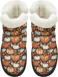 Женские удобные ортопедические зимние ботинки с поддержкой свода стопы, зимние снежные ботинки с мехом, на мягкой подошве EVA, пушистые ботинки Chririnla, Cartoon Pumpkin Print