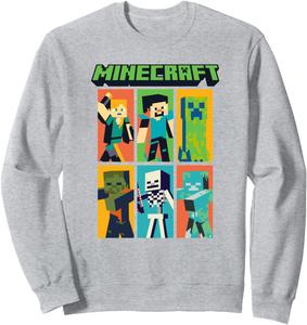 Толстовка с изображением групповых панелей Minecraft в виде сетки, синяя