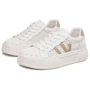 Кеды, скейтборд обувь женская низкая Kangnai, белый/коричневый