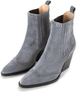 Женские ботильоны FSJ с заостренным носком и на щиколотке, массивный каблук средней высоты, без застежки, из искусственной замши, удобные, с эластичными вставками, повседневные челси вестерн, размеры US 4-15, Grey