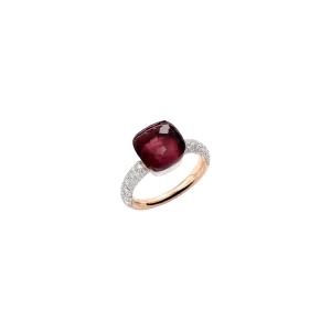 Кольцо Pomellato Nudo из белого и розового золота с гранатом и бриллиантами