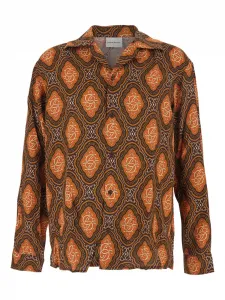 Рубашка La Chemise Médaillon с кубинским воротником и узором Drôle De Monsieur, коричневый