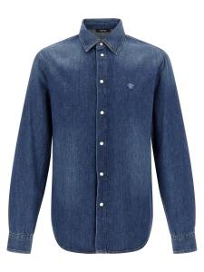 Рубашка с нашивкой «Медуза» VERSACE, синий