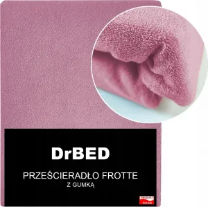 Простыня махровая на резинке 120x200, прочная, розовая, мягкая, полированная DrBED