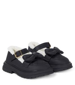 Искусственная овчина в балетках Mary Jane Monnalisa, черный